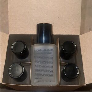 5 Liquid Makeup bottles with Black Caps- empty 1oz bottles